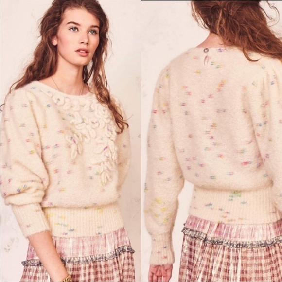 Loveshackfancy Claudette floral sweater XS EUC - Picture 11 of 12